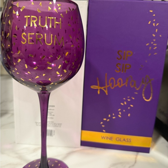 Wine Glass Truth Serum Opulent Purple Gold Fun Novelty Gift In Gift Box - Picture 4 of 6